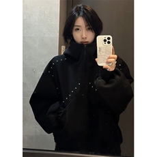 连帽开衫卫衣男秋季重磅短款铆钉设计感廓形正肩外套WA03，女装短外套，星座1116A（原606A-3）