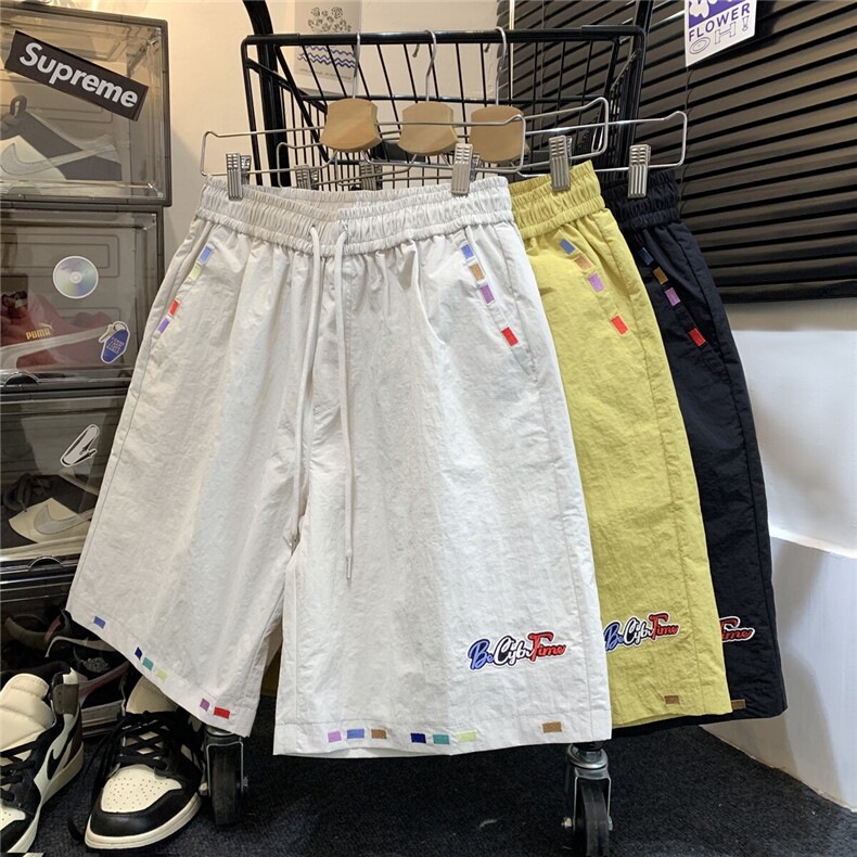万针刺绣设计冰丝短裤男女夏2025新款潮牌中裤815A-DK24-P40控68,男装牛仔裤,星座815A