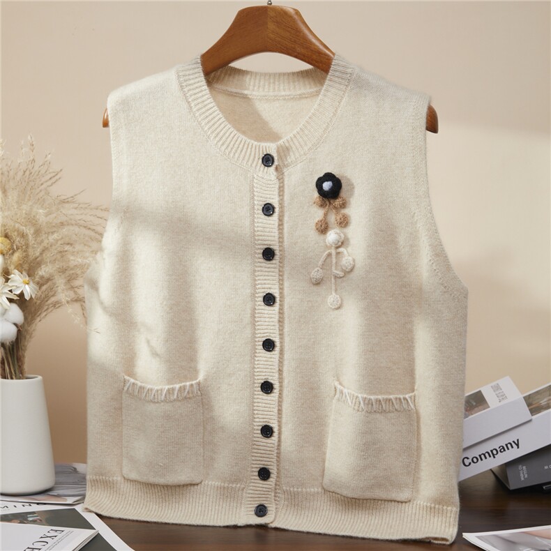 2025年秋季时尚百搭通勤简约休闲绣花马甲，女装马甲，戎美山