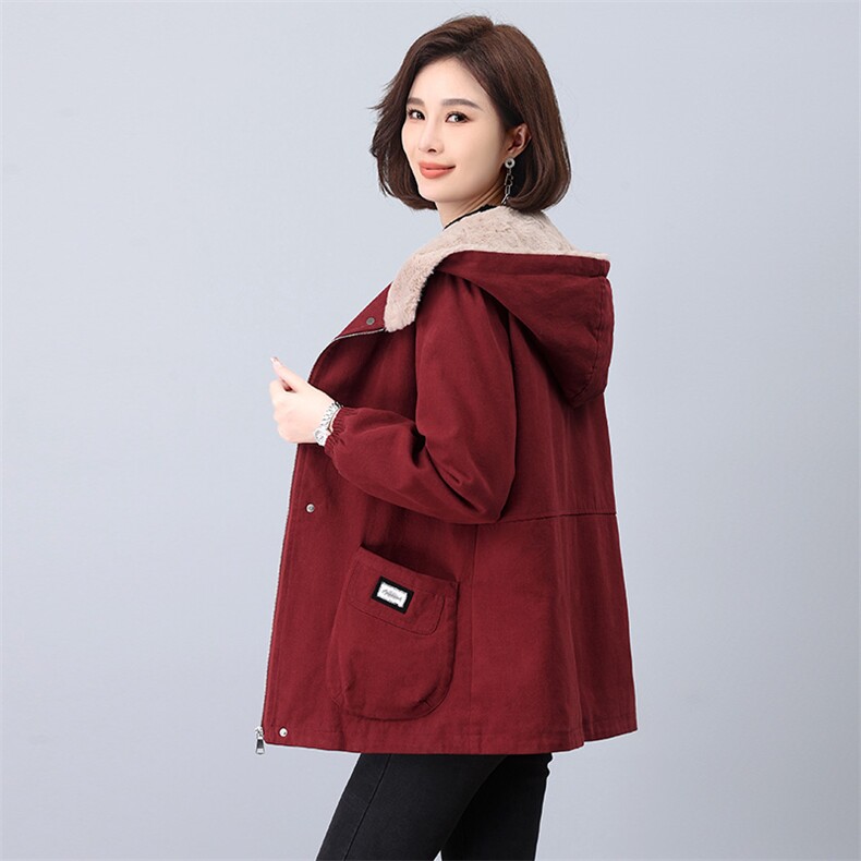 时尚保暖加绒派克服女冬季新款宽松显瘦外套，女装派克服，鑫鑫格