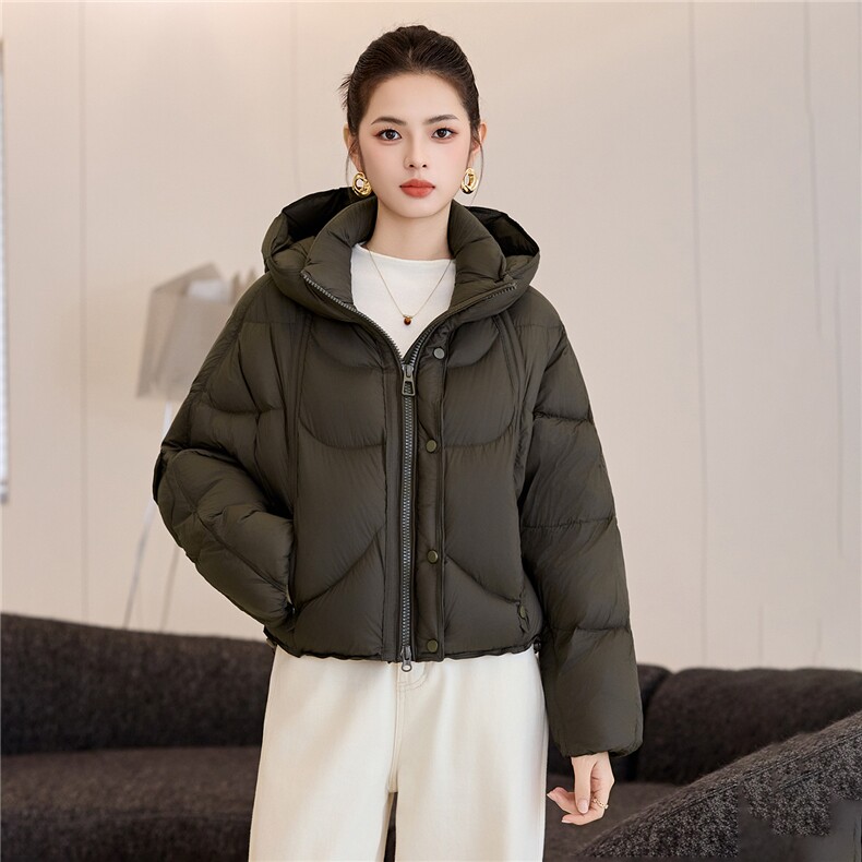 短款连帽羽绒服女2025年冬季新款小个子百搭面包服白鸭绒外套,女装羽绒服,阿舍尔精品
