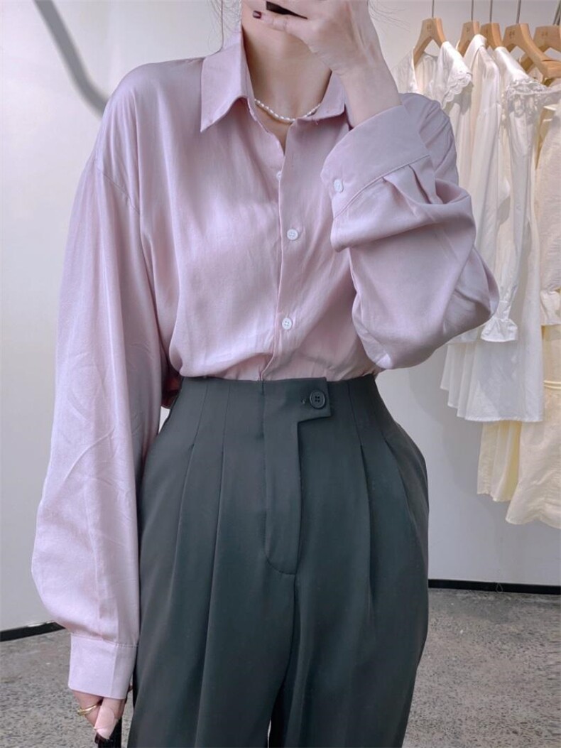 四色铜氨丝衬衫，女装衬衫，驿谷
