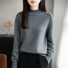 2026年秋季时尚百搭通勤简约休闲半高，女装针织衫/毛衣，彩羽羊绒
