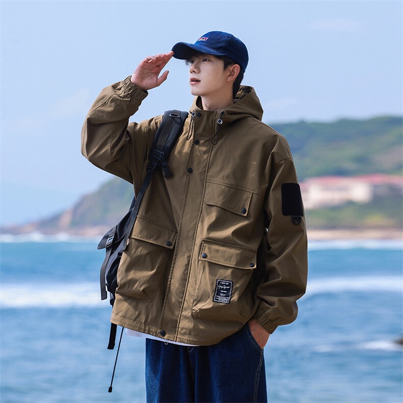 春季新款港风三防户外夹克男连帽冲锋衣外套DSA157B-JK181-P85,男装夹克,电商A157B