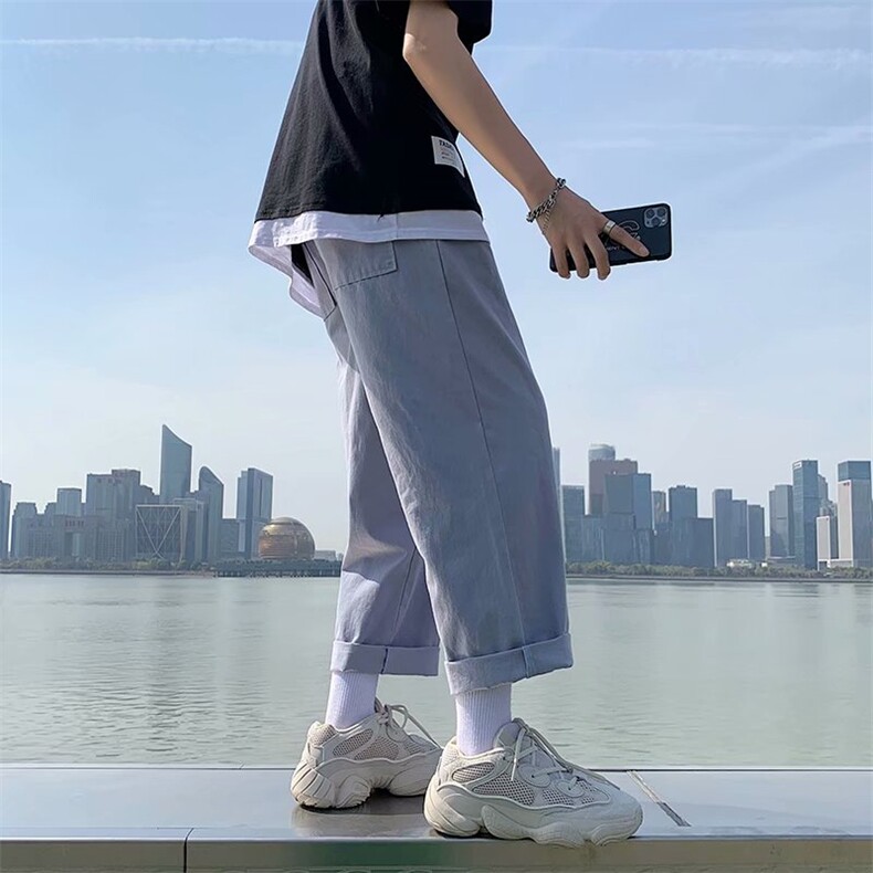 休闲裤男士夏季薄款韩版潮流运动裤宽松直筒百搭九分裤子238-p30,男装休闲裤,星座1008-1