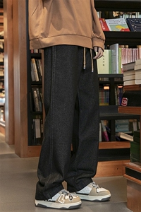 美式高街牛仔裤男春夏款复古阔腿裤潮牌宽松直筒裤子潮YD770-P45图片