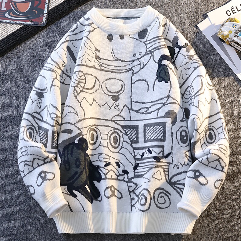 秋冬季提花毛衣男潮流针织衫个性休闲上衣圆领A266-ZZS5508-P65,男装针织衫/毛衣,电商A266