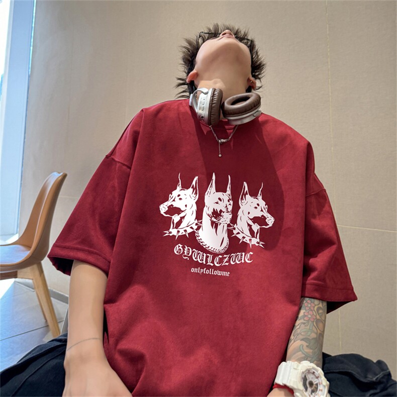 特P19控382024夏季新款麂皮绒圆领短袖T恤RT425,男装T恤,电商B370