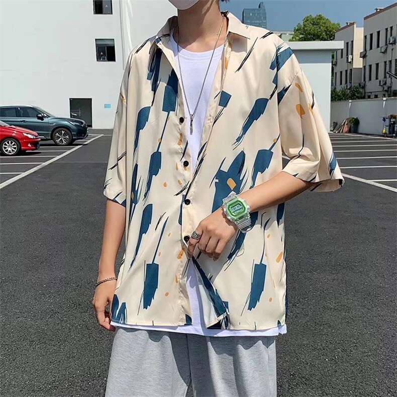 短袖衬衫春款男港风潮流C4P28,男装衬衫,星座1116-2