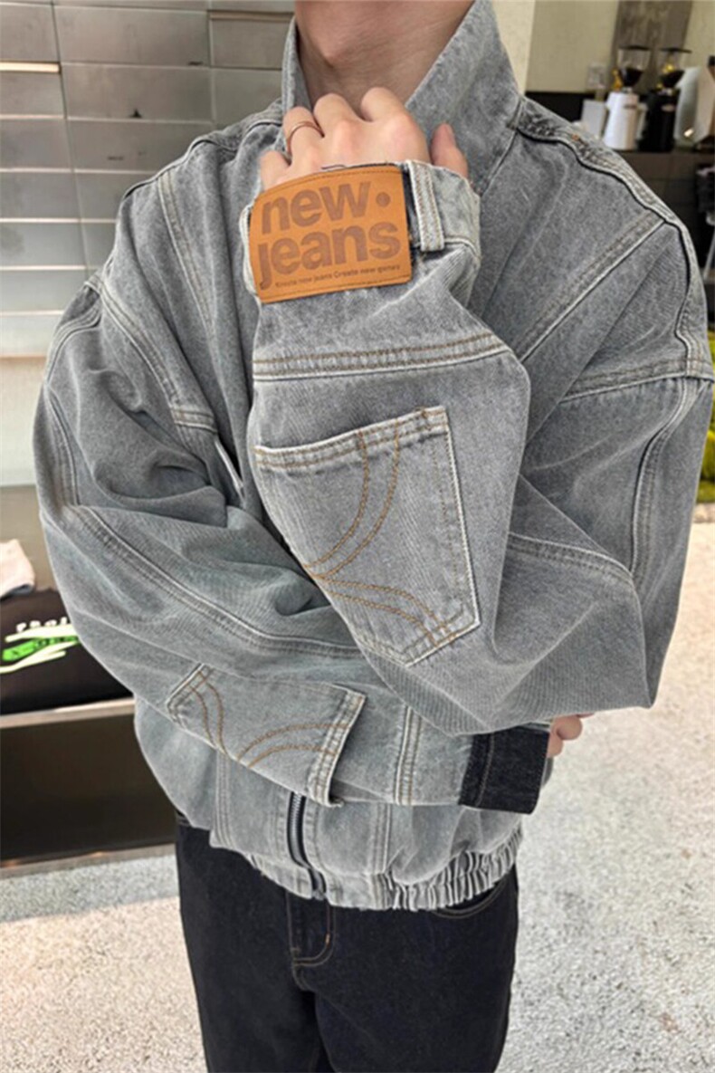 美式复古口袋倒装牛仔外套高街设计感小众工装夹克JK8634特P80,男装工装外套,星座908-1