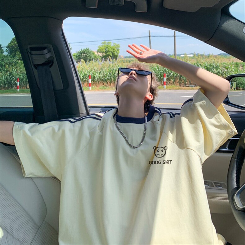 夏季内景重磅痞帅青年短袖T恤男潮宽松大码打底衫情侣DT00472/P35,男装T恤,电商B316