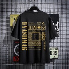 2021夏季新网格挂拍日系大码男已注册卡通印花短袖T恤T1074-P25，男装T恤，电商A001