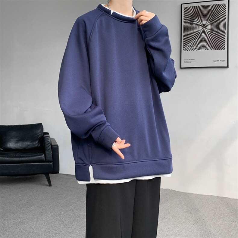 8XL-M假两件卫衣加肥加大码重磅拼接外套圆领套头WY5103P55加绒65,女装短外套,电商B238