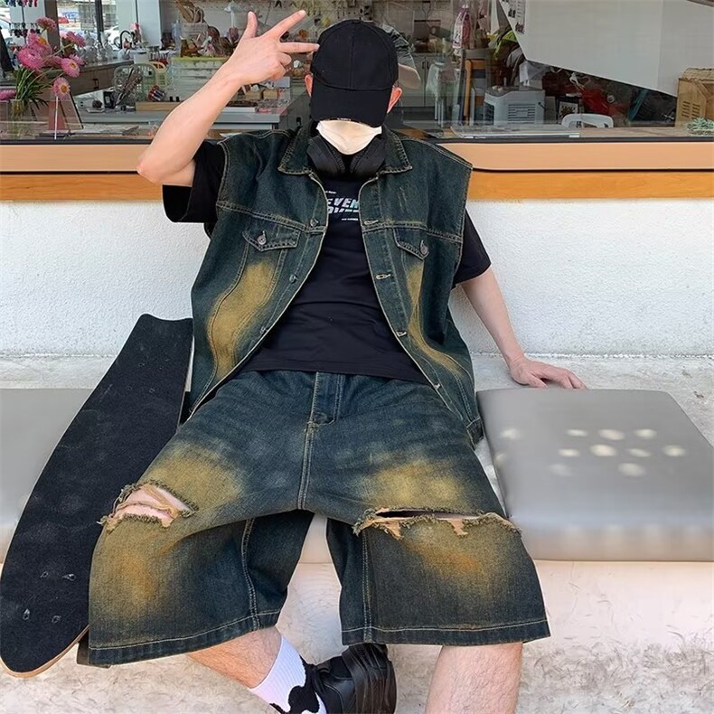 男潮流休闲套装宽松套装牛仔套装TA004P80,男装休闲套装,星座1116-2