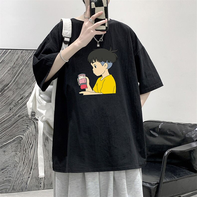 YT26200-P30亚短袖t恤男大码五分袖男宽松七分袖港风模特,男装T恤,电商A040