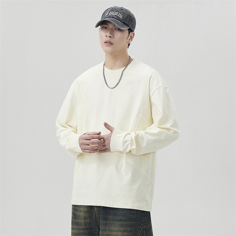 棉重磅280G纯棉0缩力2025新款拼接长袖男款圆领2609-P50控99,男装卫衣,电商D215