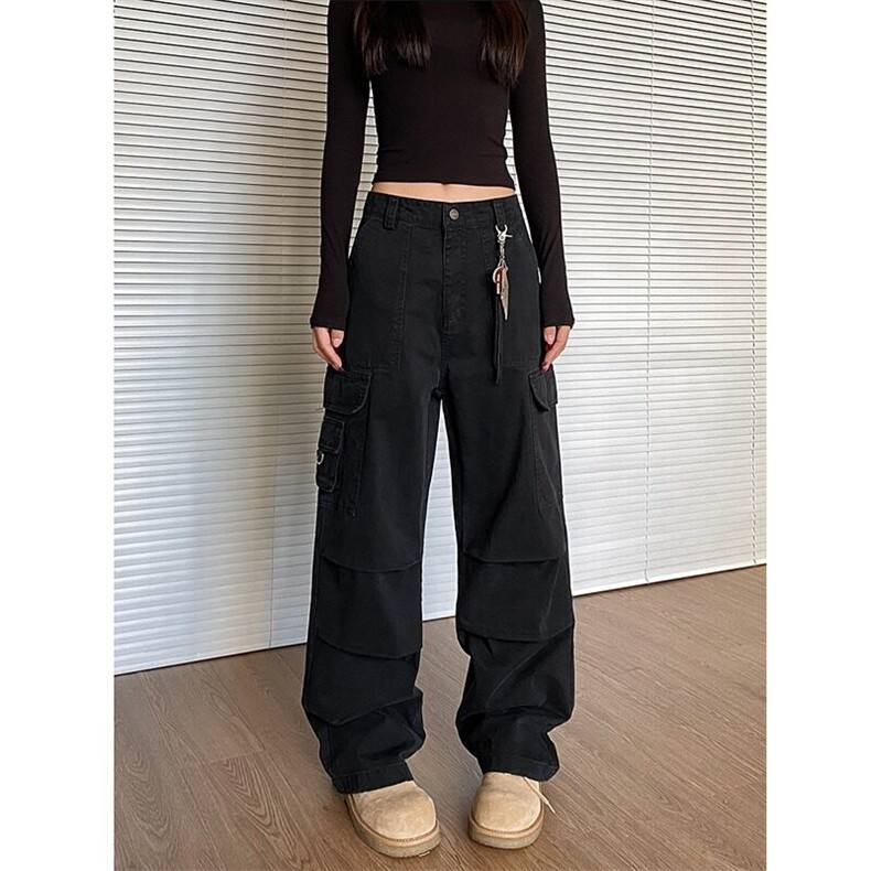 复古潮流水洗多口袋直筒工装裤男女街头宽松褶皱休闲裤GK8202-p65,男装休闲裤,星座302B
