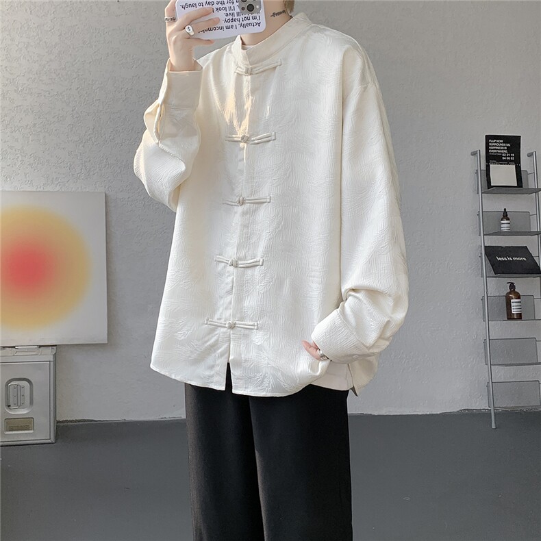 新款CS7187-P42特控78大码风盘扣新中式衬衫,男装衬衫,电商D232