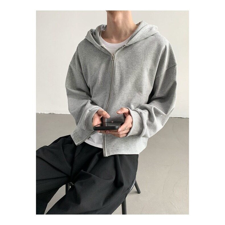 jmhomme秋季韩版休闲卫衣连帽拉链外套宽松基础款百搭短款上衣男,男装卫衣,星座506A