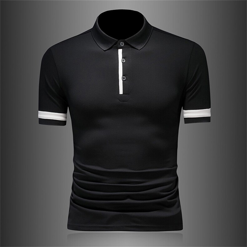 2025夏季新款织带设计短袖T恤翻领Polo衫-F9461-P53，男装T恤，电商D342