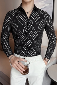 男士秋季店主风衬衣型男烫金纯色长袖衬衫男 301A-1/CS455/P55图片