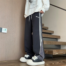 美式条纹休闲裤子男款春秋季潮牌宽松高街复古直筒运动裤K533-P43，男装休闲裤，星座308B-2