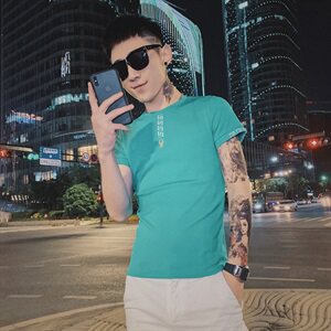 312A-11822-P35-控55  2021新款社会小伙修身T恤短袖红人D图片