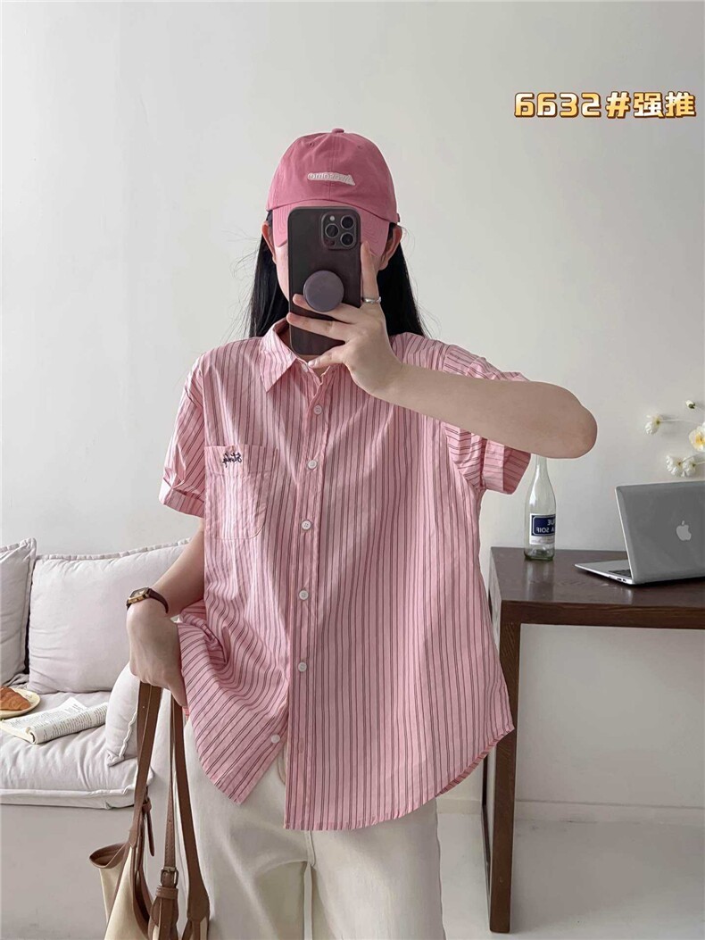 2025年夏季衬衫短袖polo领简约百搭女,女装T恤,洛丽兰可