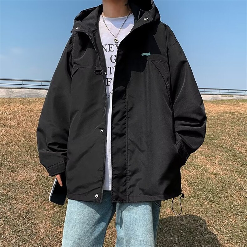 港风复古工装夹克男秋季新款潮流百搭简约纯色防风冲锋衣JK551P55,男装夹克,星座1116-2