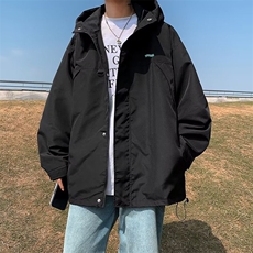 港风复古工装夹克男秋季新款潮流百搭简约纯色防风冲锋衣JK551P55，男装夹克，星座1116-2