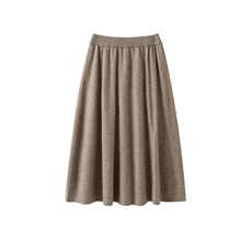 2025年秋季中腰百搭中长款平面伞裙，女装半身裙，举月羊绒