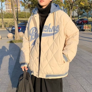 冬季美式复古菱格棉服假两件小众棉袄加厚棒球服棉外套 W5854-P66图片