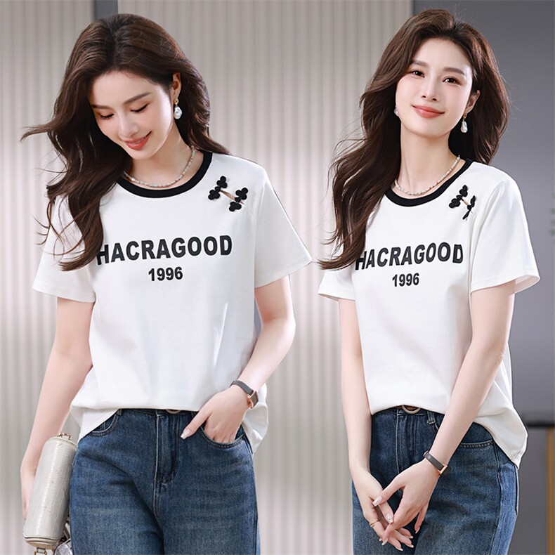 印花短袖夏季T恤2024新款，女装T恤，小林双子