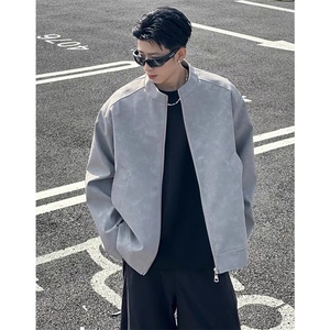 cleanfit美式皮衣外套男款春秋高级感痞帅飞行夹克高街短款棒球服图片