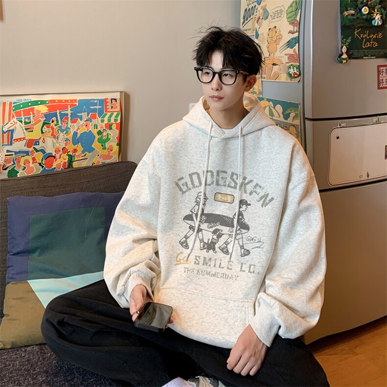 秋新连帽卫衣日系宽松男复古打底衫WY1818,男装卫衣,电商B316