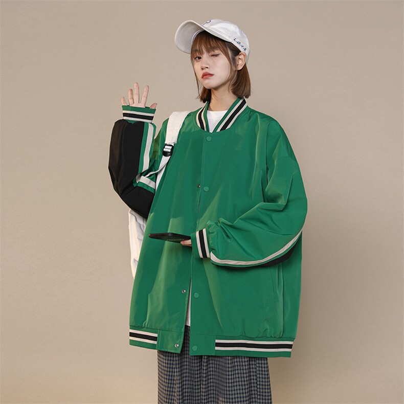 中性风小牛津上衣夹克宽松落肩拼色棒球服外套XZ214-8 JK701-P65图片