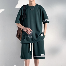 wassuphappy运动短袖套装男夏季2025新款潮牌宽松短裤休闲两件套，男装T恤，电商B220