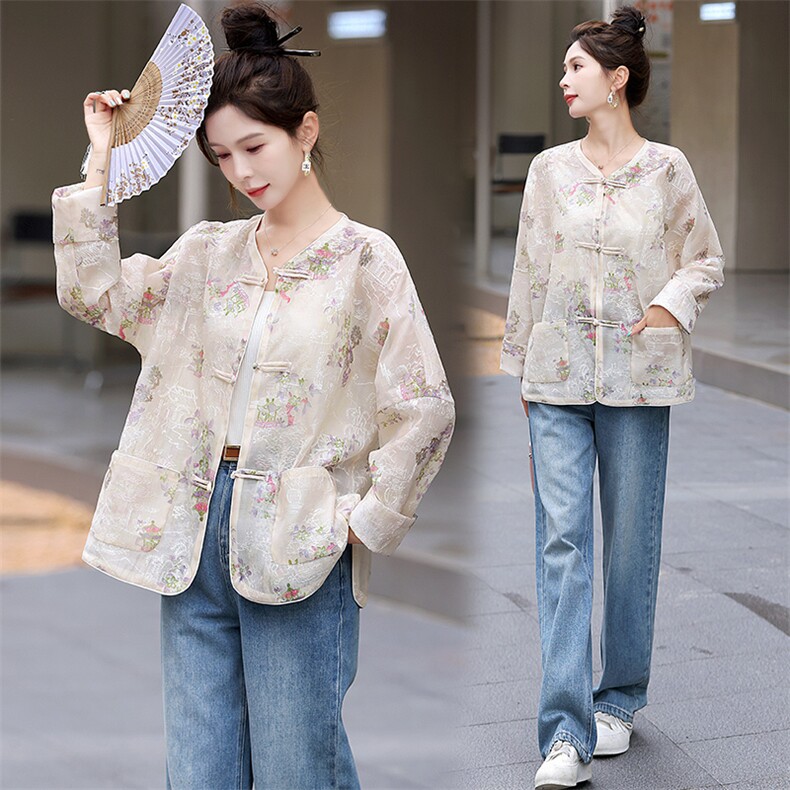新中式盘扣国风防晒衣外套女2025春夏季新款刺绣时尚百搭轻薄上衣，女装防晒衣，润尚靓点