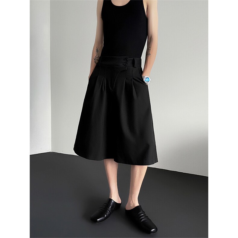 那不勒斯纽扣装饰西装短裤男垂感休闲五分西裤K25012P48，男装西裤，星座512-1（原513-3）