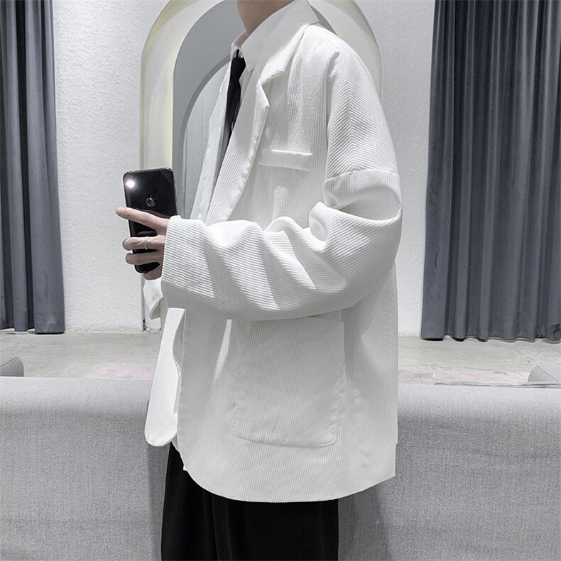 现货秋冬装港风宽松灯芯绒纯色休闲男装西装外套小西服D201-DM09，男装西服套装，电商D321-1