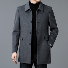 DZM2206钱塘2020-3冬季厚款商务休闲翻领中年男士毛呢大衣P300，男装毛呢大衣，钱塘207-3