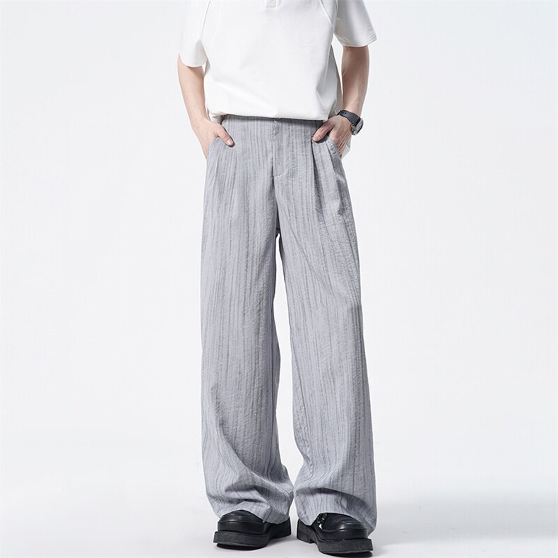 8XL-M冰丝棉麻阔腿裤男扎染天丝亚麻垂感拖地山本西装裤K9151,男装休闲裤,电商D206-1