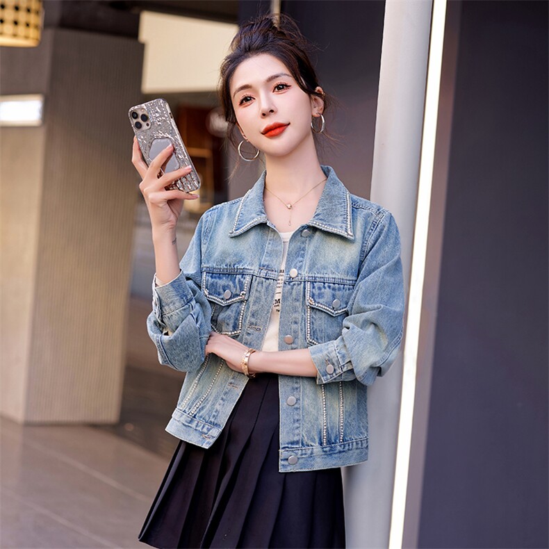2024春季新款时尚潮流女装牛仔外套修身显瘦百搭款,女装牛仔外套,浪花E族（衣布洛）