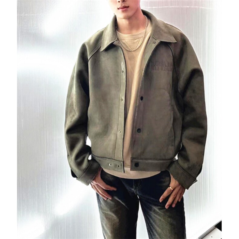 开春复古麂皮短款夹克外套男女宽松春季慵懒中性风上衣JY680,男装夹克,星座1116A（原606A-3）