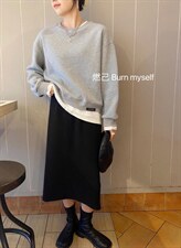 磨毛拼接卫衣，女装卫衣/绒衫，燃已