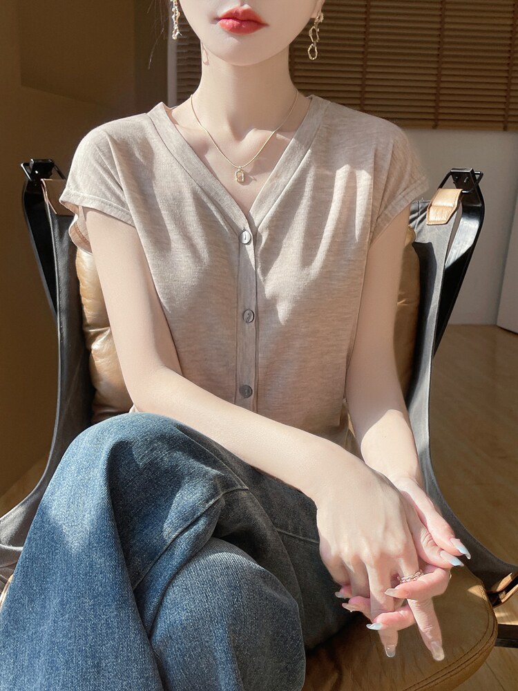 v领新款针织女无袖纯色简约百搭宽松套头上衣内开衫,针织衫/毛衣,绒宛羊绒