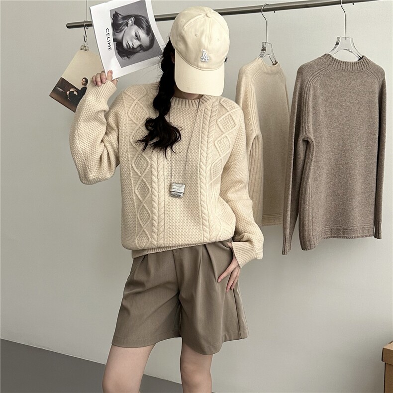 2025年秋季新款百搭波纹女士针织衫，女装针织衫/毛衣，忠诺羊绒