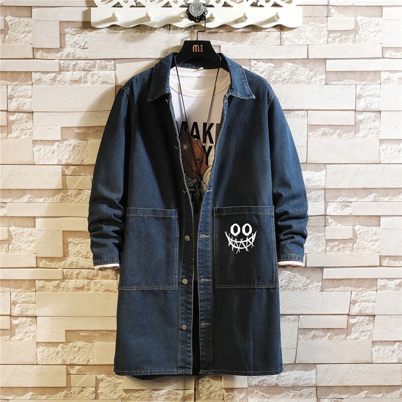 FY5025-P78M-5XL砖墙长款牛仔风衣大码网格，男装风衣，星座103A