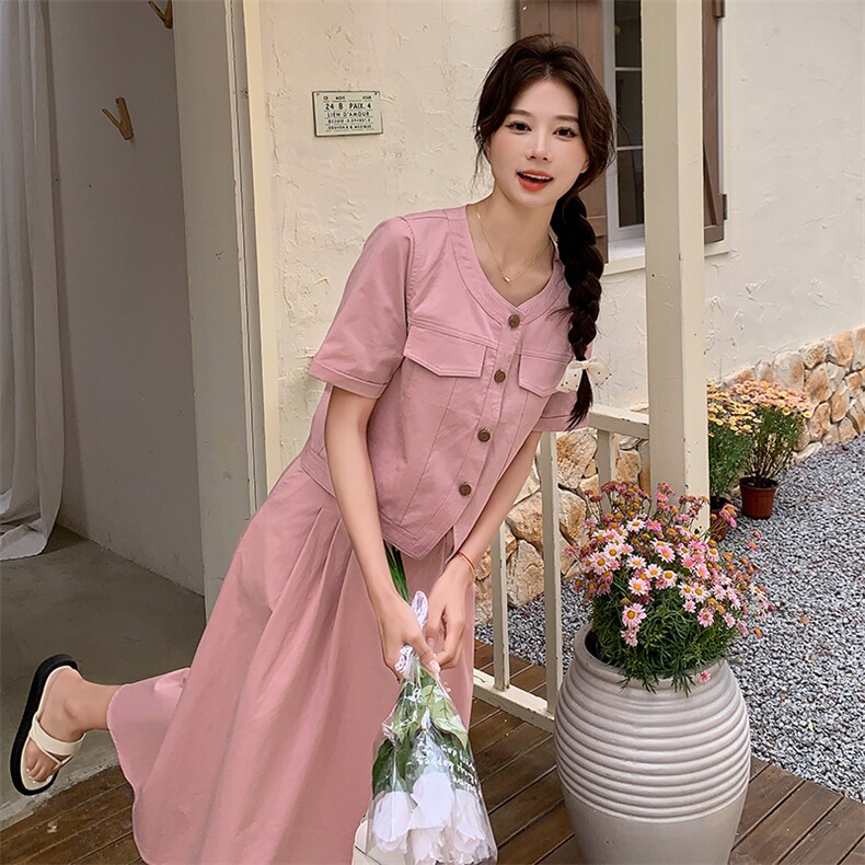 现货－夏季新款减龄粉色套装336－P155-K218,女装套装/套裙,浪娴服饰