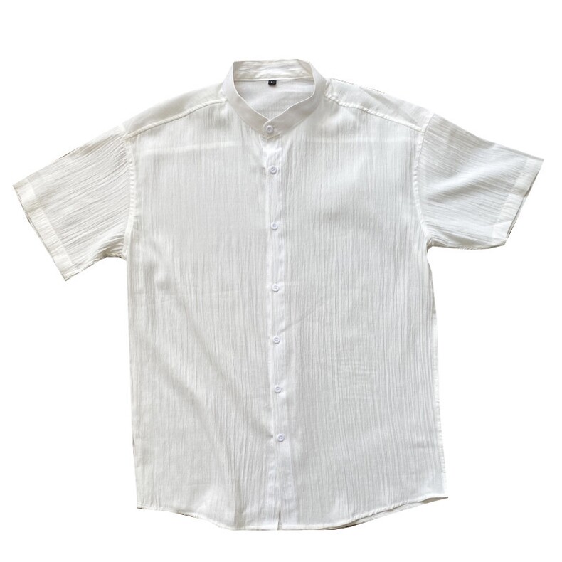 夏季男士七分袖条纹衬衫立领男休闲修身休闲衬衣A236-C663-P55,男装衬衫,电商A236